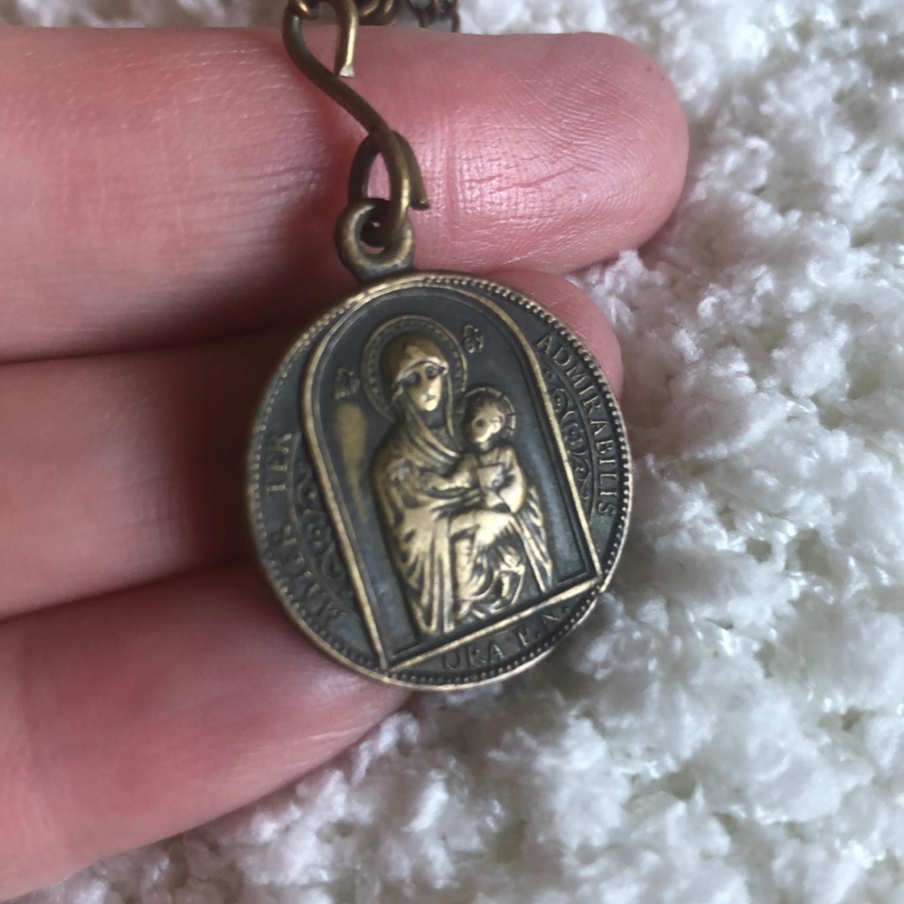 Copper Mater Admirabilis Prayer lariat necklace